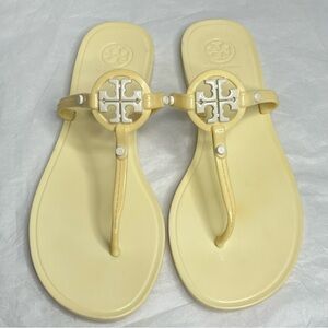 Tory Burch Yellow Logo Jelly Thong Sandals